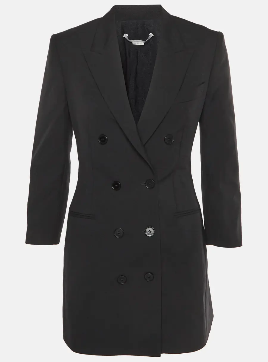 Stella McCartney Black Wool Double Breasted Mini Blazer Dress S