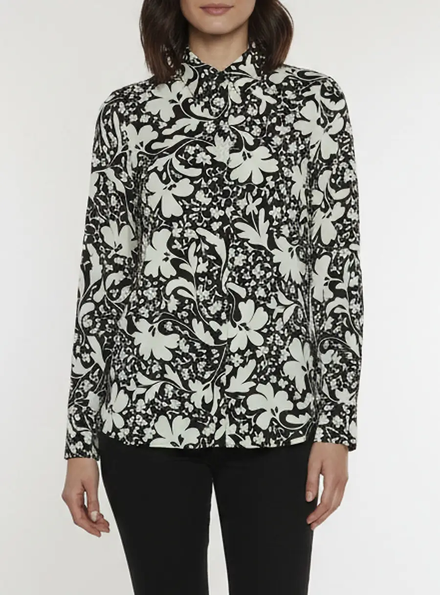 Stella McCartney Black/White Floral Print Silk Button Up Shirt S