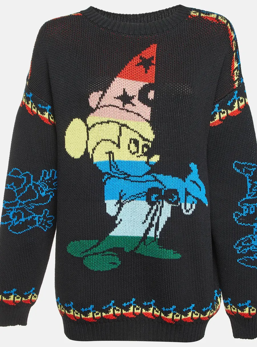 Stella McCartney X Disney Black Mickey Fantasia Intarsia Knit Sweater XL