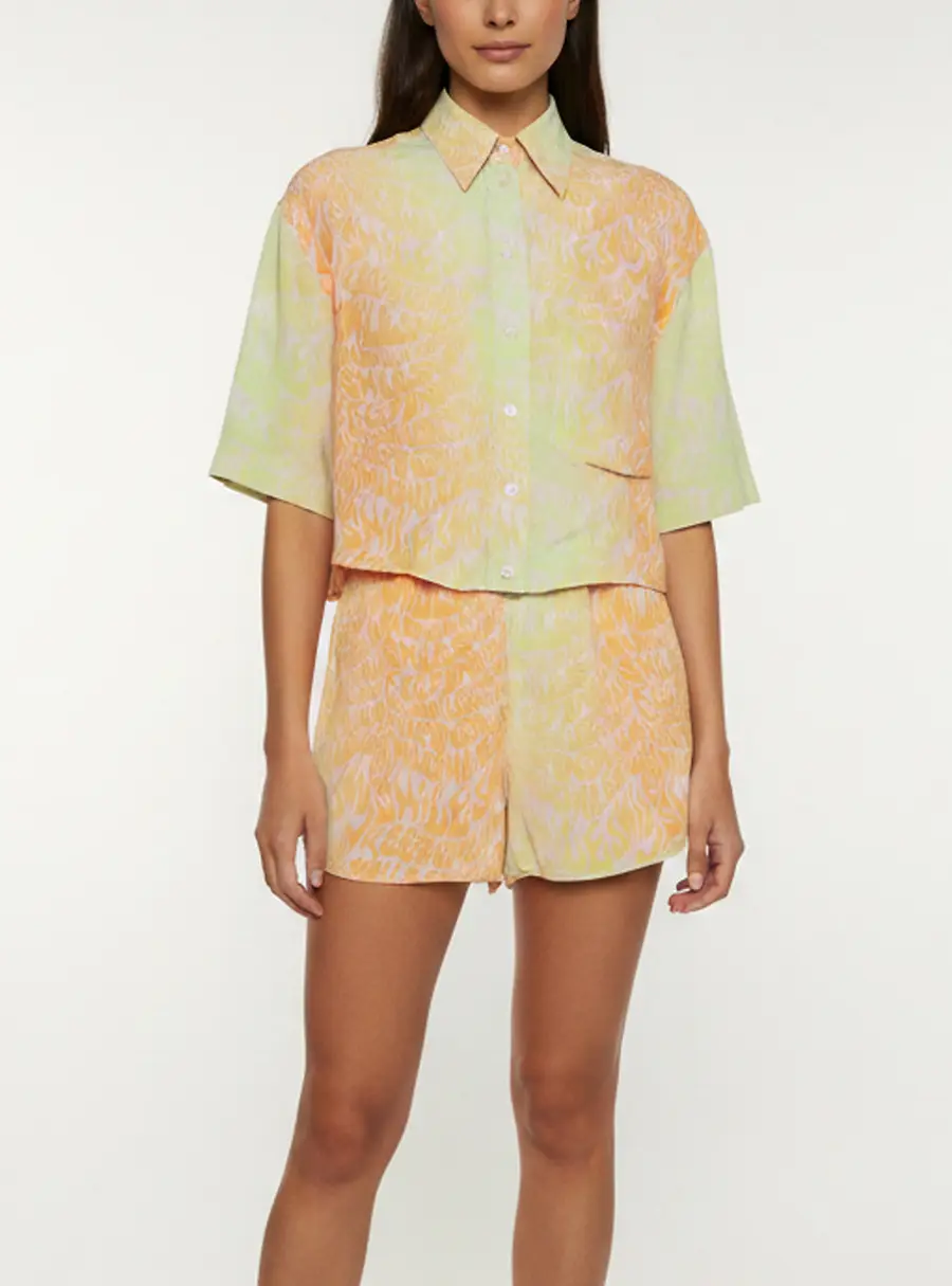 Stella McCartney Multicolor Printed Crepe Shirt and Shorts Set S