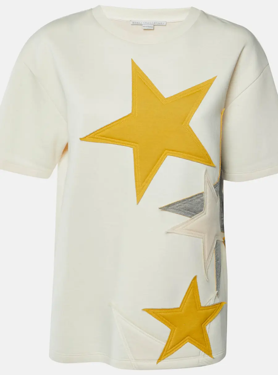 Stella McCartney Pale Peach Jersey Star Appliqued T-Shirt M