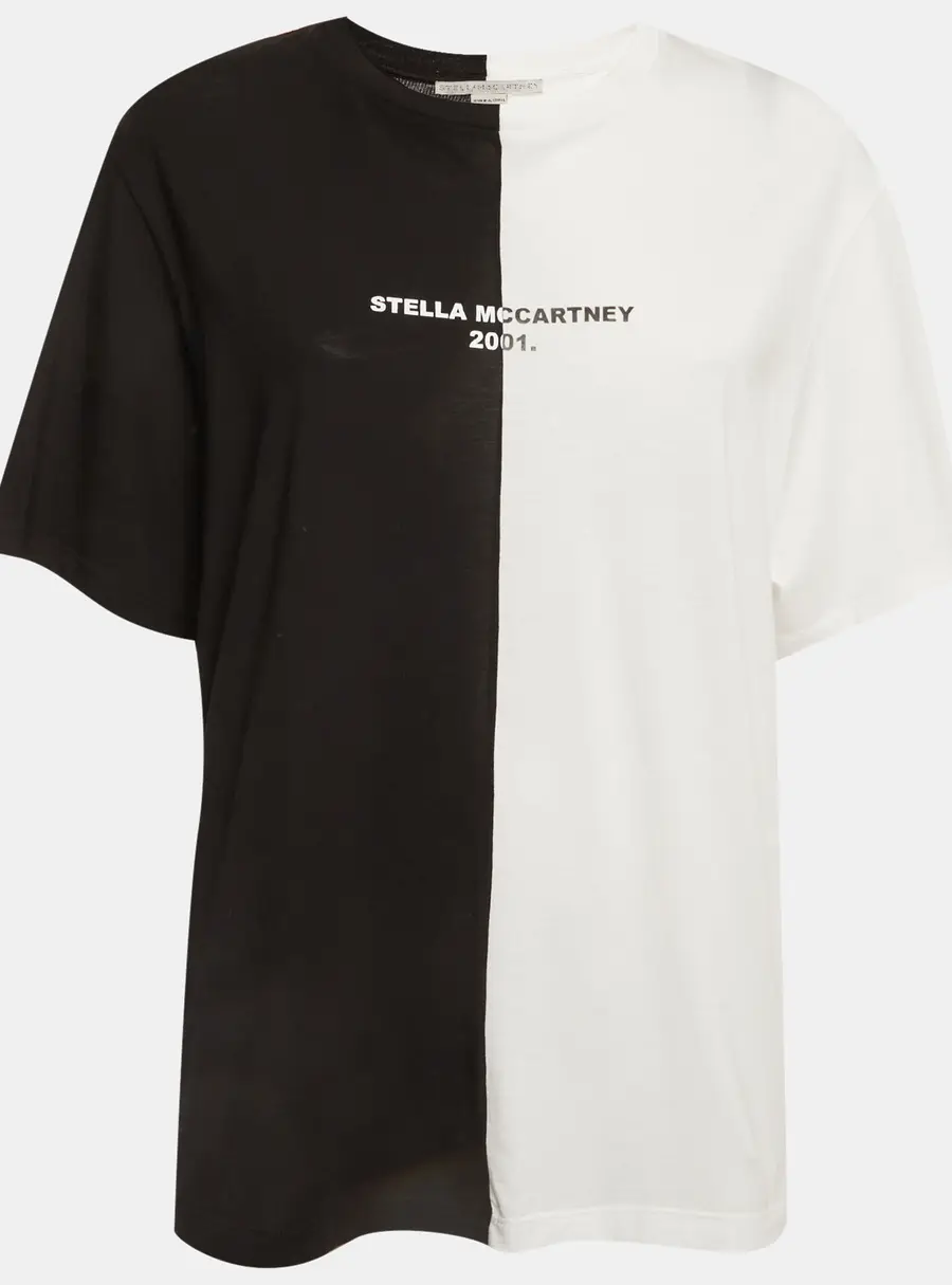 Stella McCartney Black/White Logo Print Jersey Crewneck T-Shirt S