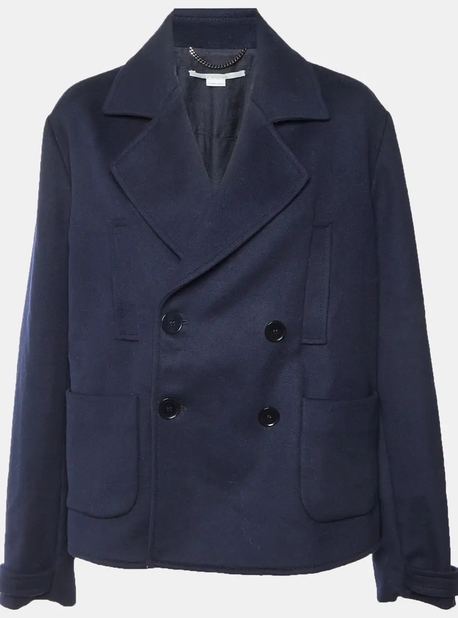 Stella McCartney Navy Blue Wool Double Breasted Coat XL