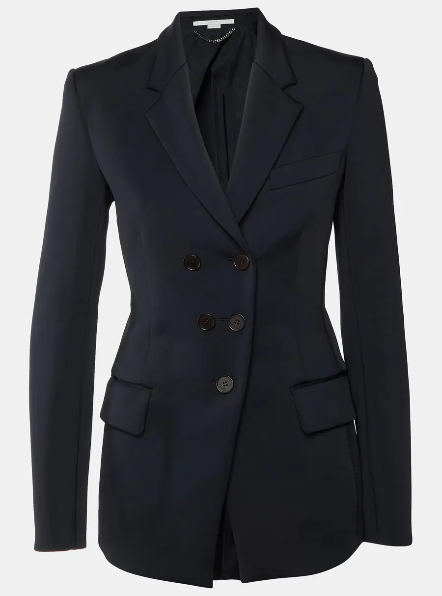 Stella McCartney Black Stretch Wool Double Breasted Blazer S