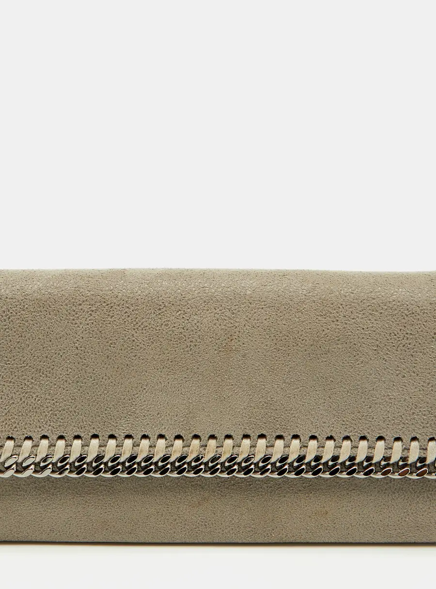 Stella McCartney Light Grey Faux Suede Falabella Continental Wallet