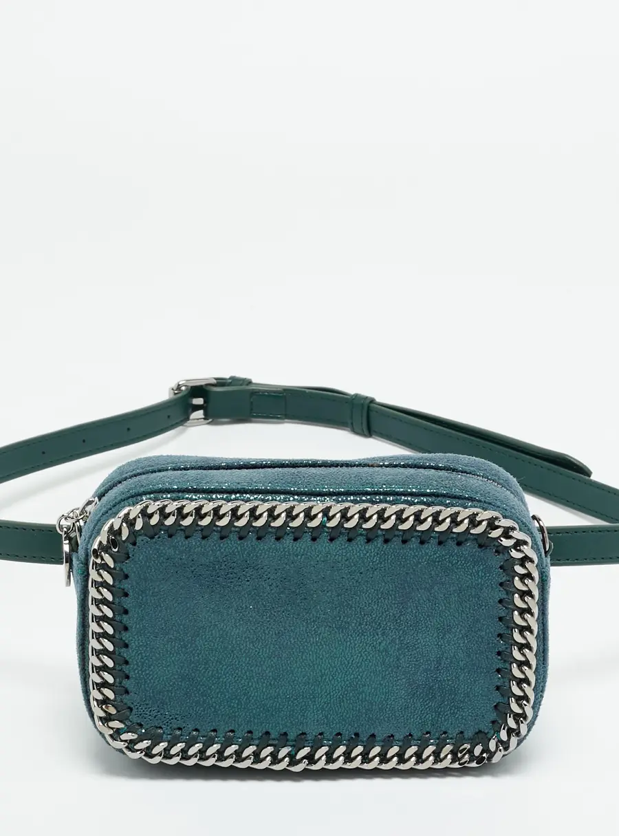 Stella McCartney Falabella Metallic Green Shimmering Faux Suede Belt Bag