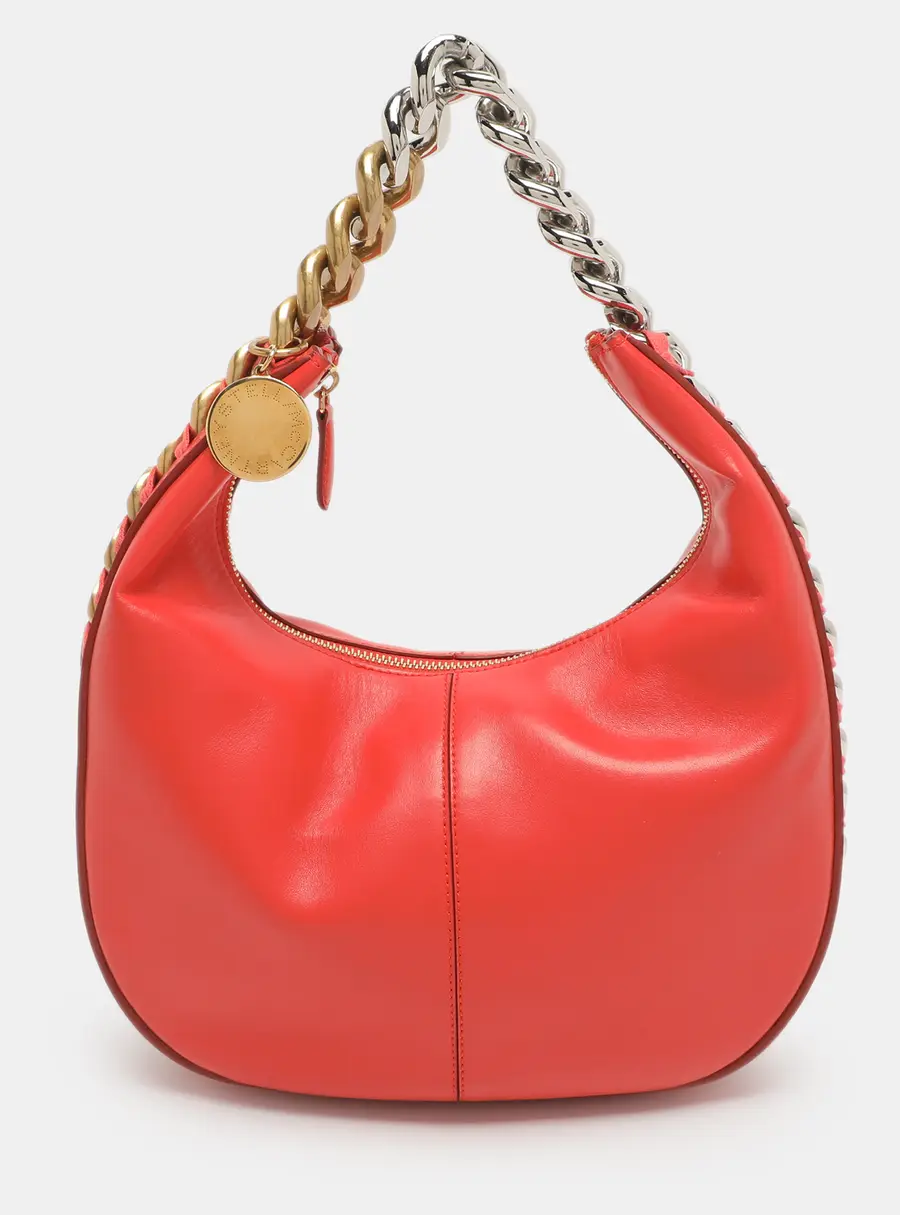 Stella McCartney Frayme Small Orange Faux Leather Hobo
