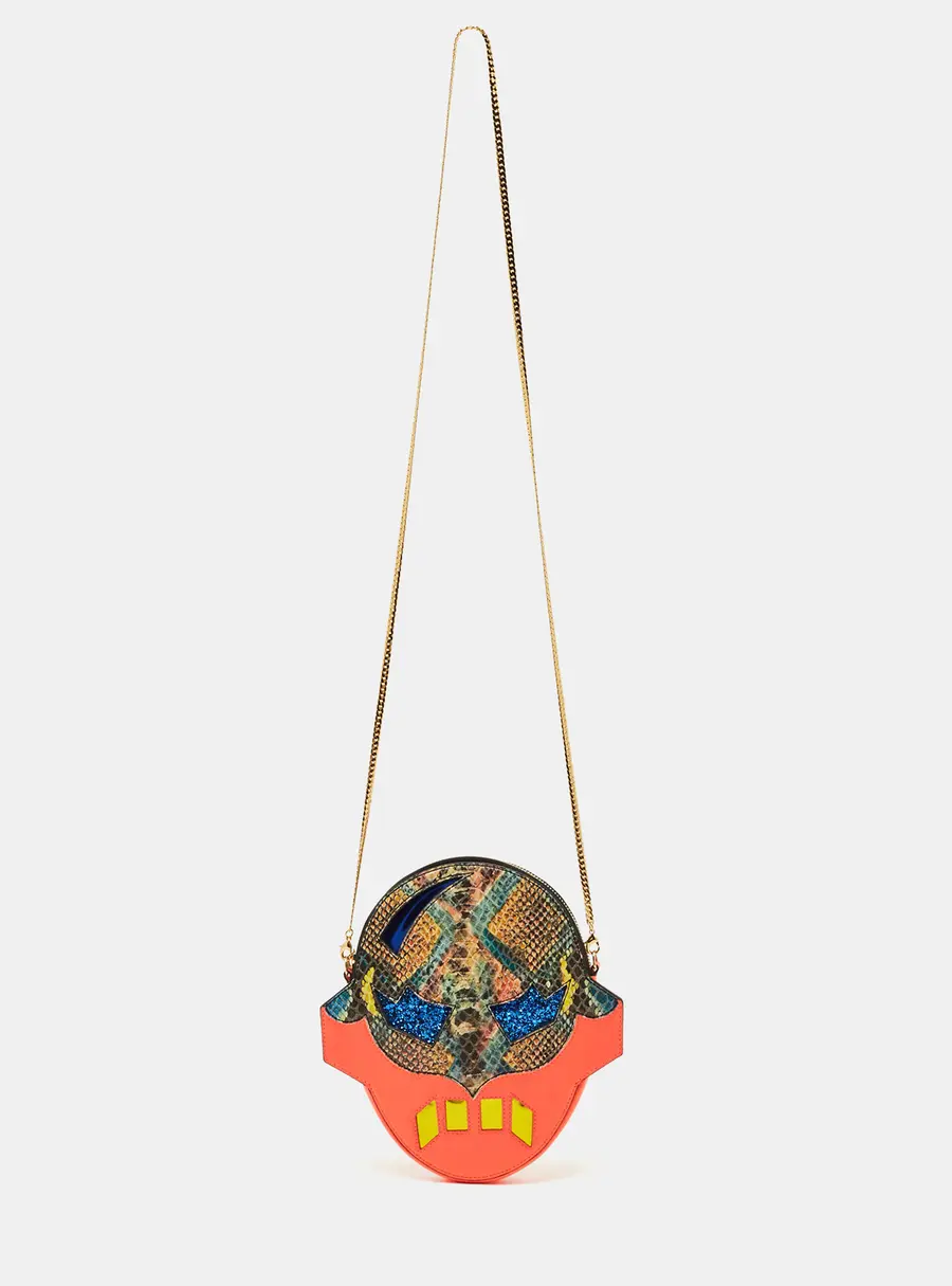 Stella McCartney Multicolor Python Effect Faux Leather Superhero Chain Clutch
