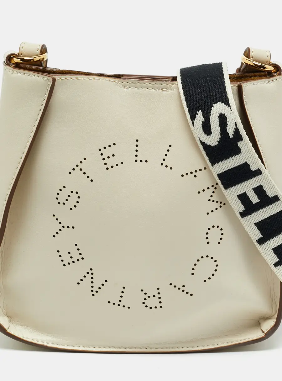 Stella McCartney Stella Logo Mini Off White Faux Leather Crossbody Bag