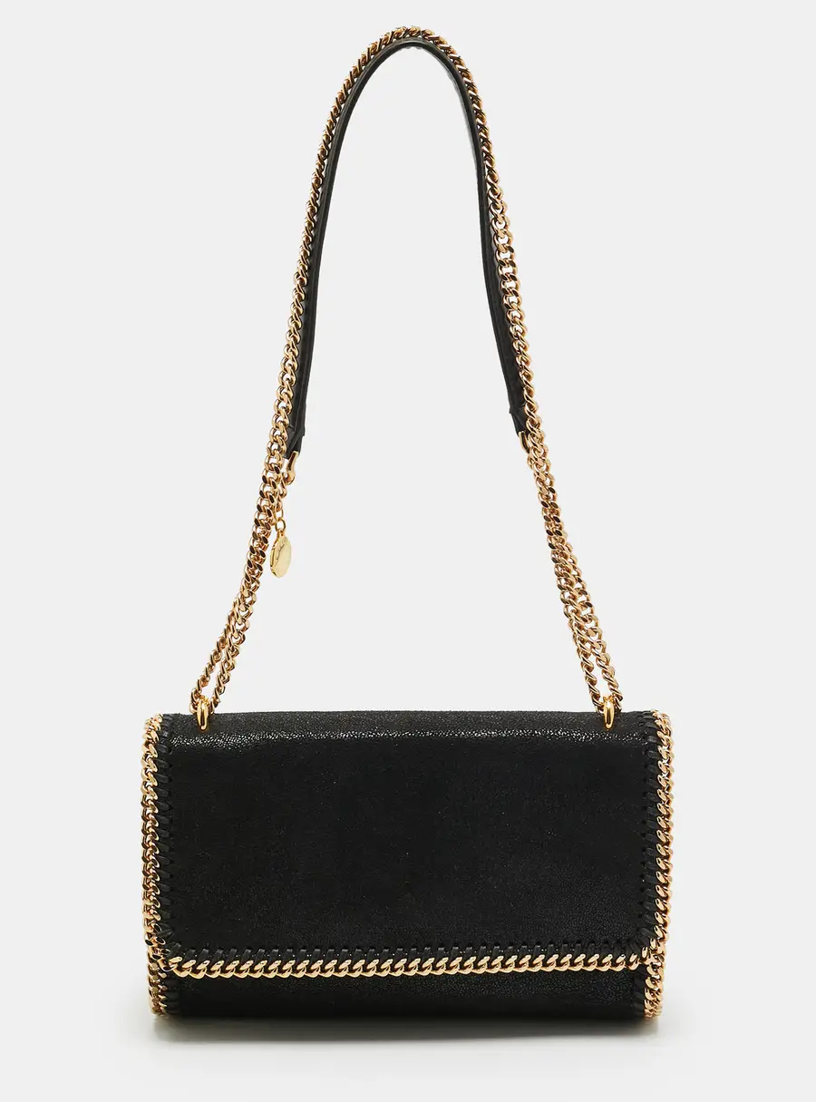Stella McCartney Falabella Black Faux Suede Flap Bag
