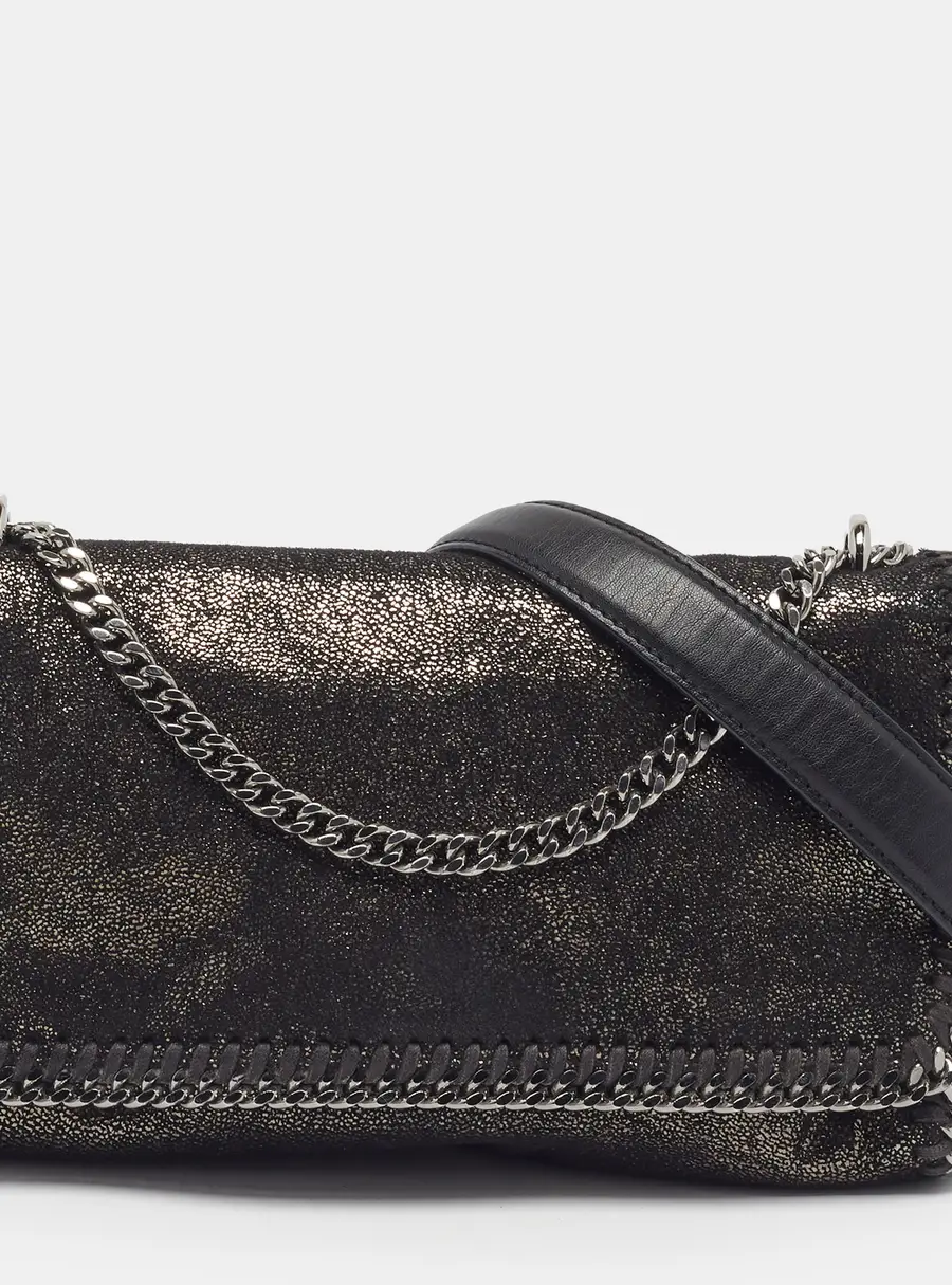 Stella McCartney Falabella Black Faux Suede Flap Crossbody Bag