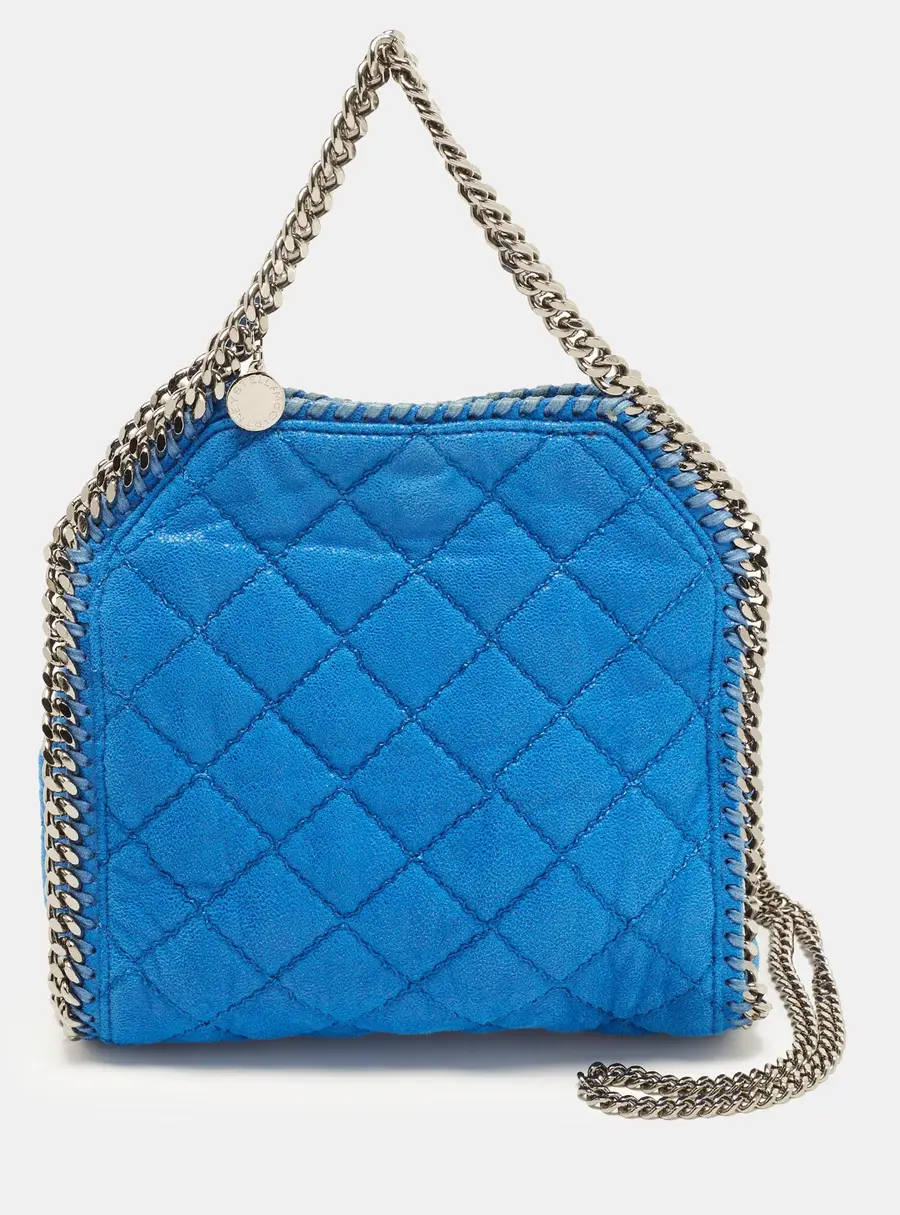 Stella McCartney Falabella Mini Blue Quilted Faux Leather Tote