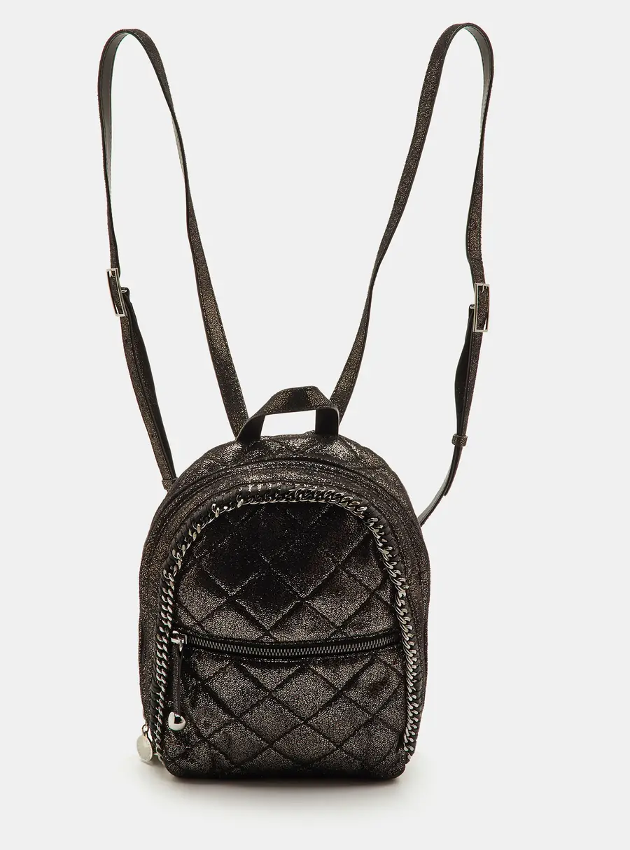 Stella McCartney Falabella Metallic Black Faux Suede Backpack