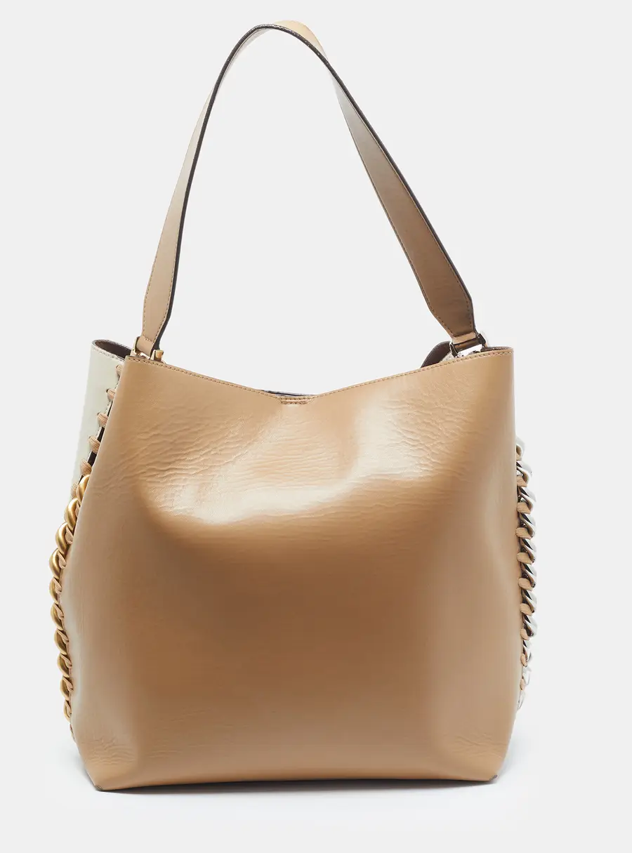 Stella McCartney Frayme Beige/White Faux Leather Tote