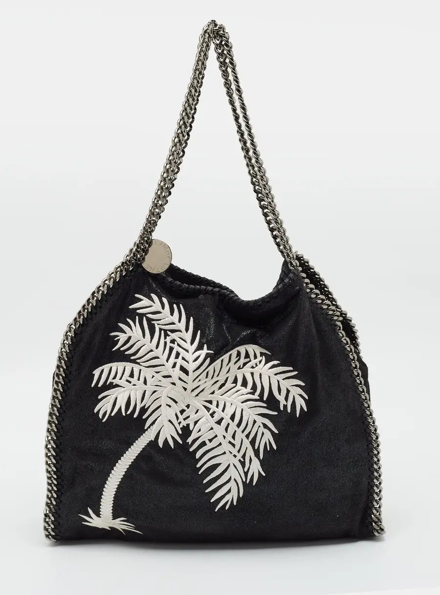 Stella McCartney Falabella Palm Tree Small Black Faux Suede Tote