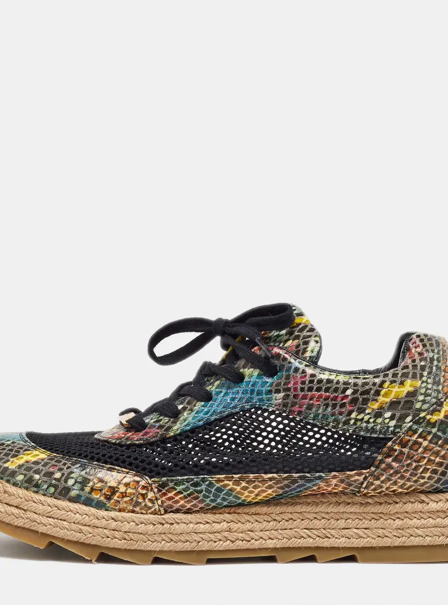 Stella McCartney Multicolor Python Effect Faux Leather and Mesh Espadrille Sneakers Size 41