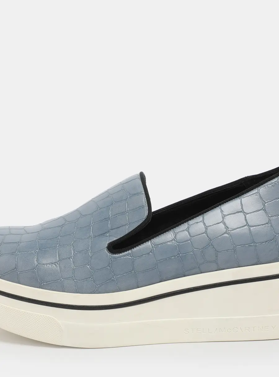 Stella McCartney Blue Faux Alligator Leather Binx Slip On Sneakers Size 35