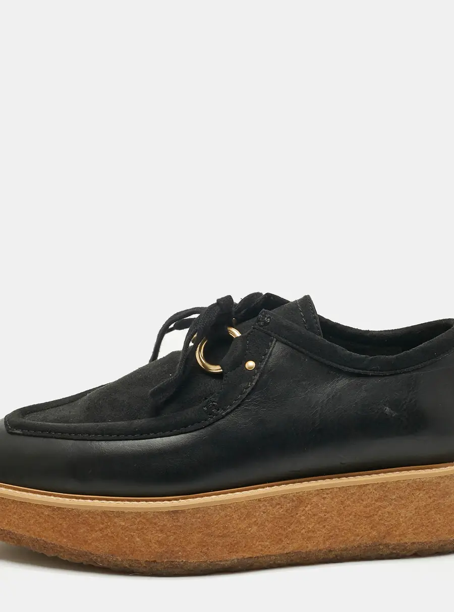 Stella McCartney Black Faux Suede and Faux Leather Brody Derby Size 36