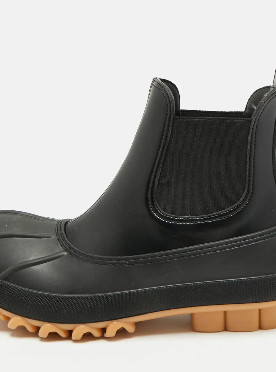 Stella McCartney Duck City Size 37 Black Faux Leather Ankle Length Boots