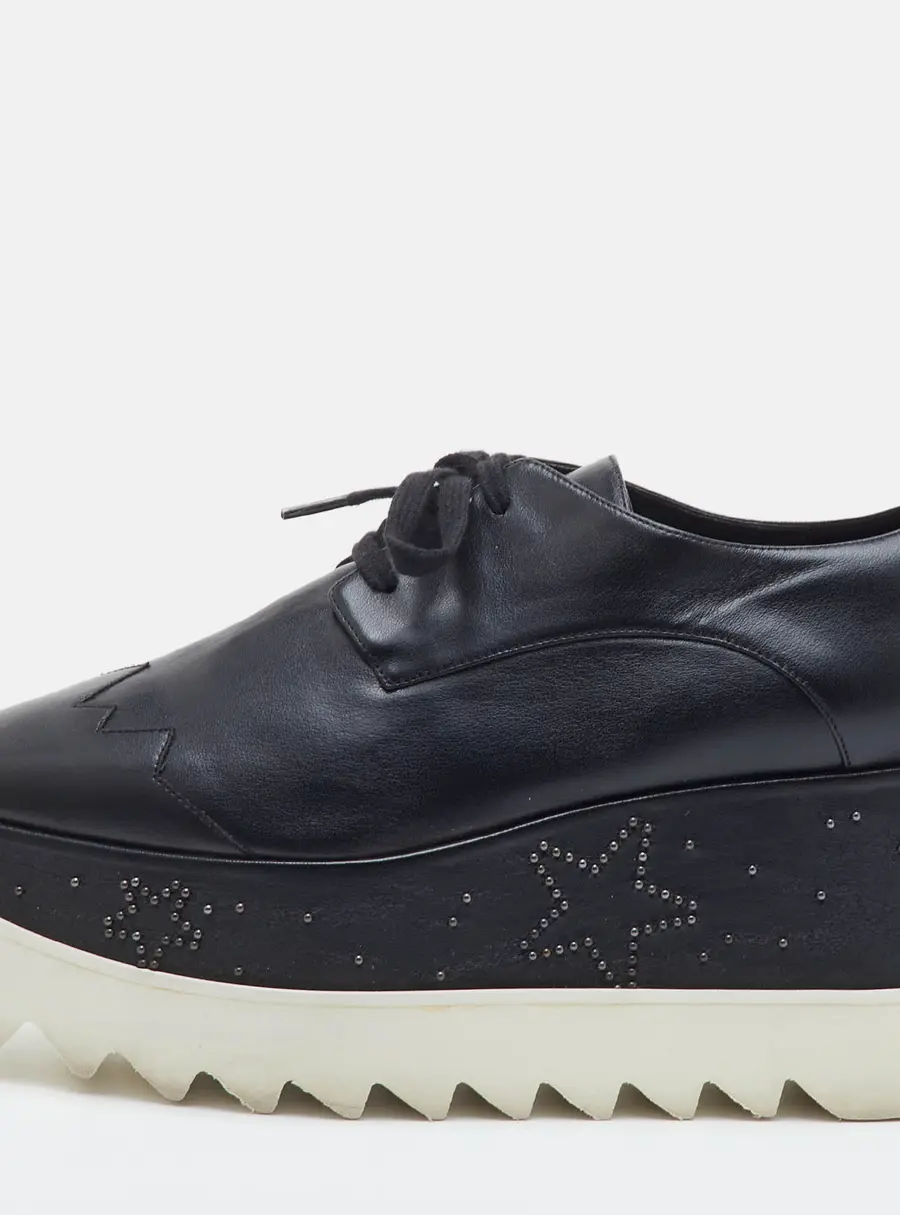 Stella McCartney Elyse Size 37 Faux Leather Studded Platform Derby Sneakers