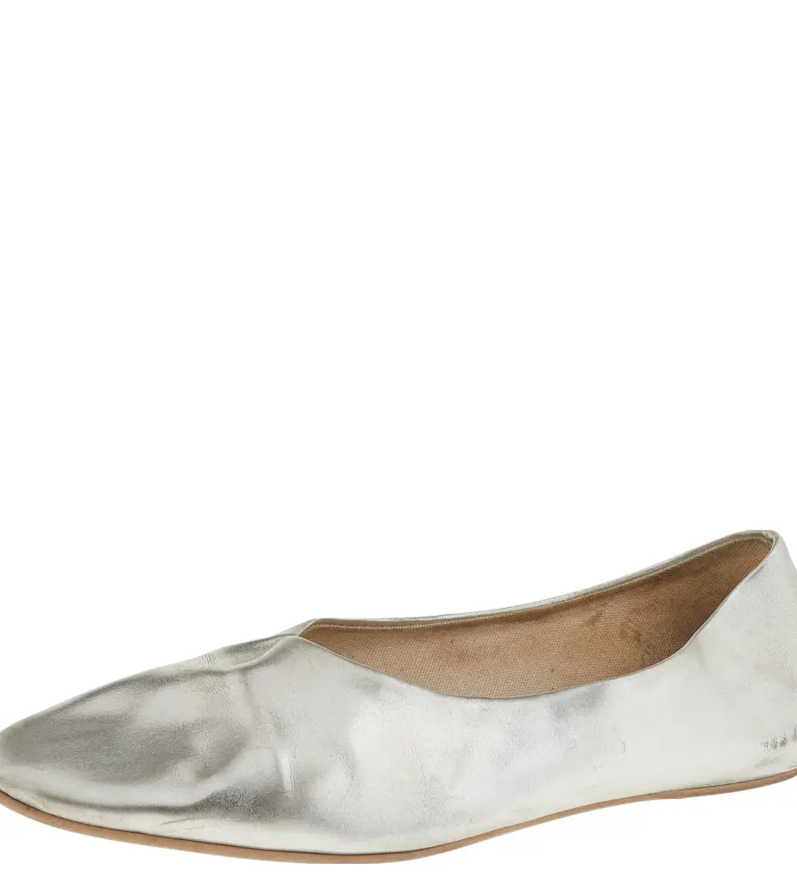 Stella McCartney Silver Faux Leather Ballet Flats Size 36