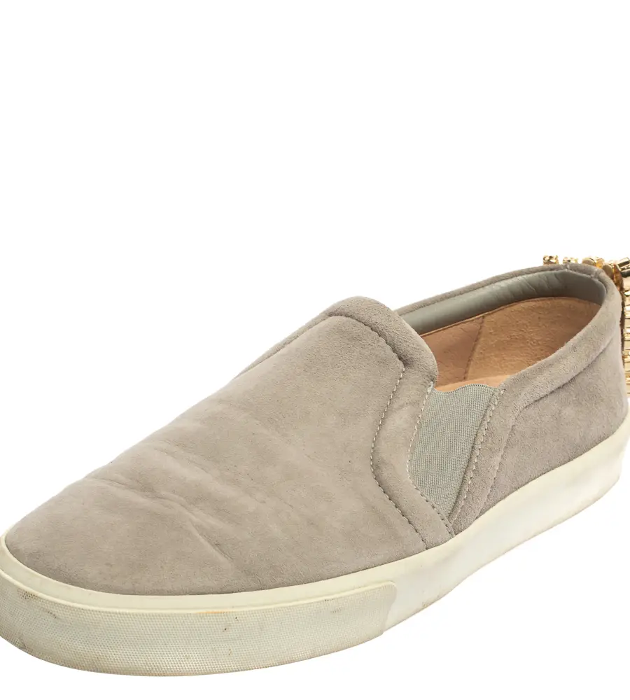 Stuart Weitzman Grey Suede Crystal Slip on Sneakers Size 38