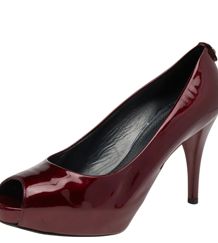 Stuart Weitzman Red Patent Leather Sierra Peep Toe Platform Pumps Size 39.5