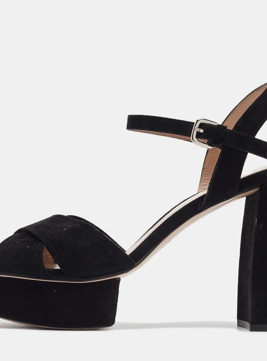 Stuart Weitzman Size 41.5 Black Suede Ankle Strap Sandals