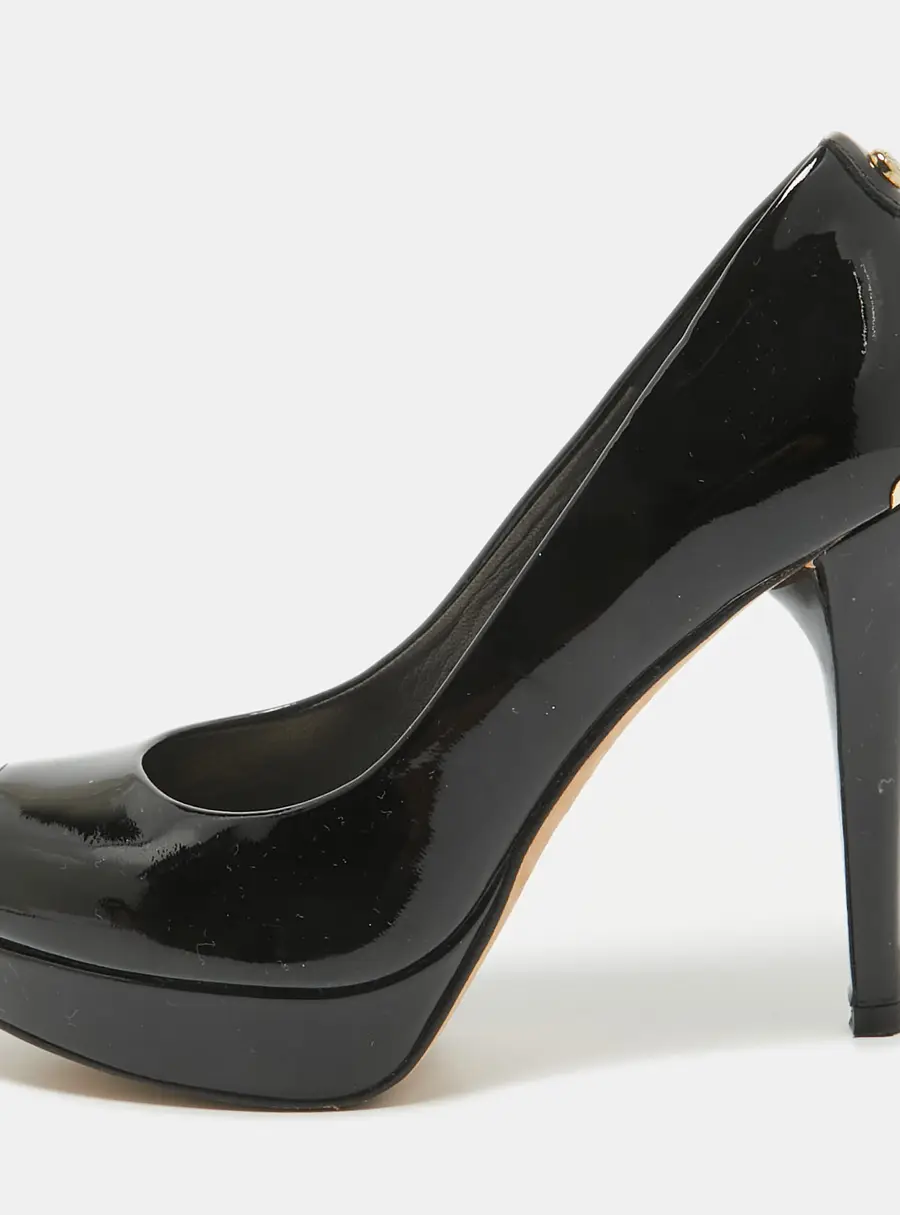 Stuart Weitzman Black Patent Leather Peep Toe Pumps Size 36