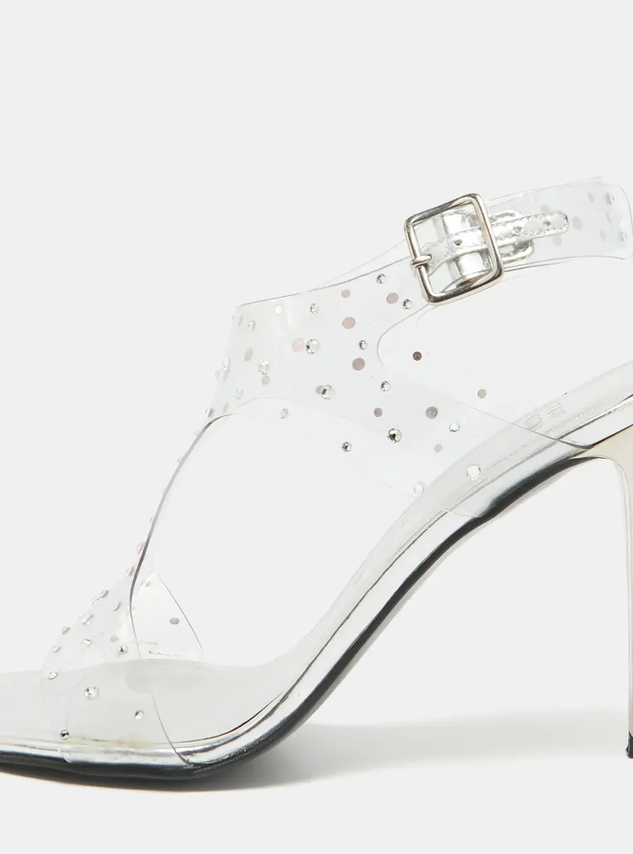 Stuart Weitzman Transparent PVC Ankle Strap Sandals Size 39.5