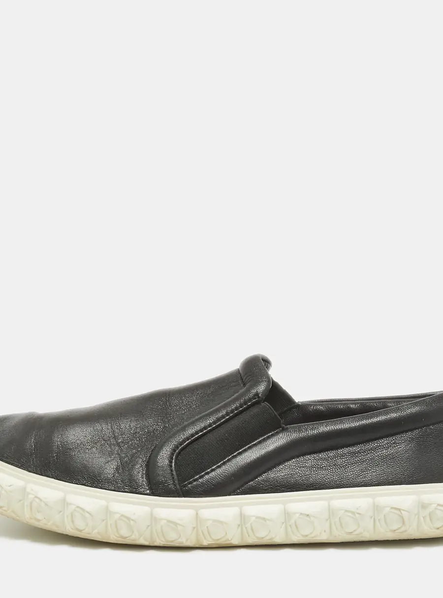 Stuart Weitzman Black Leather Slip On Sneakers Size 38.5