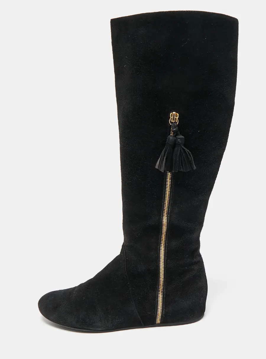 Stuart Weitzman Black Suede Knee Length Boots Size 39