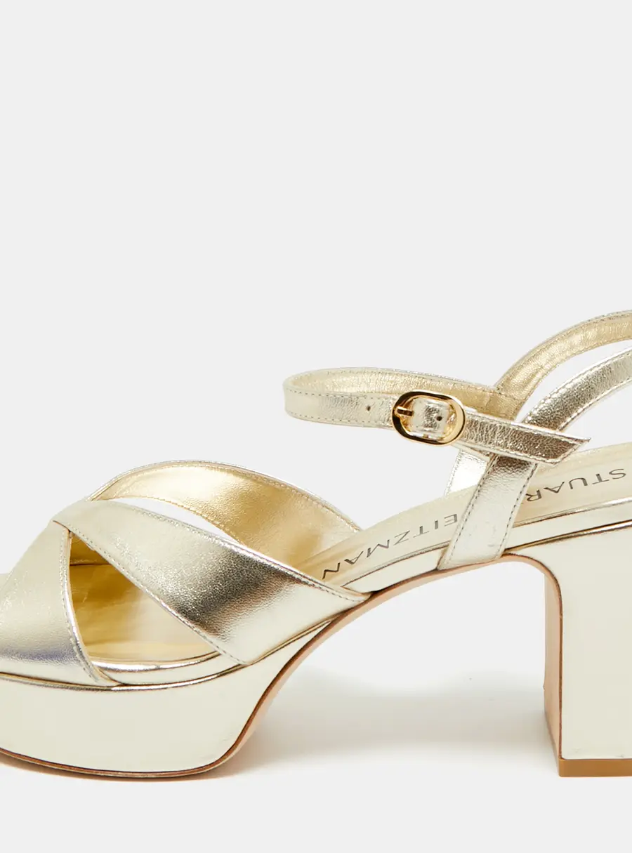 Stuart Weitzman Gold Leather Carmen Platform Sandals Size 39.5