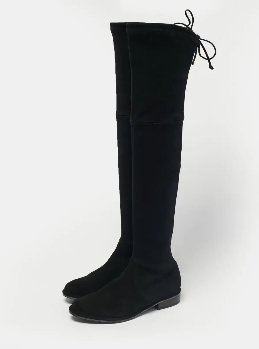 Stuart Weitzman Black Suede Lowland Over The Knee Boots Size 36