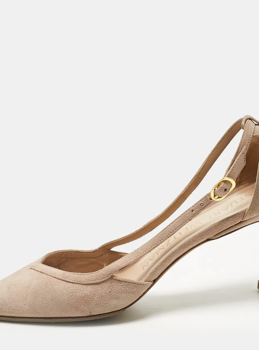 Stuart Weitzman Beige Suede Pointed Toe Cut-out Pumps Size 37