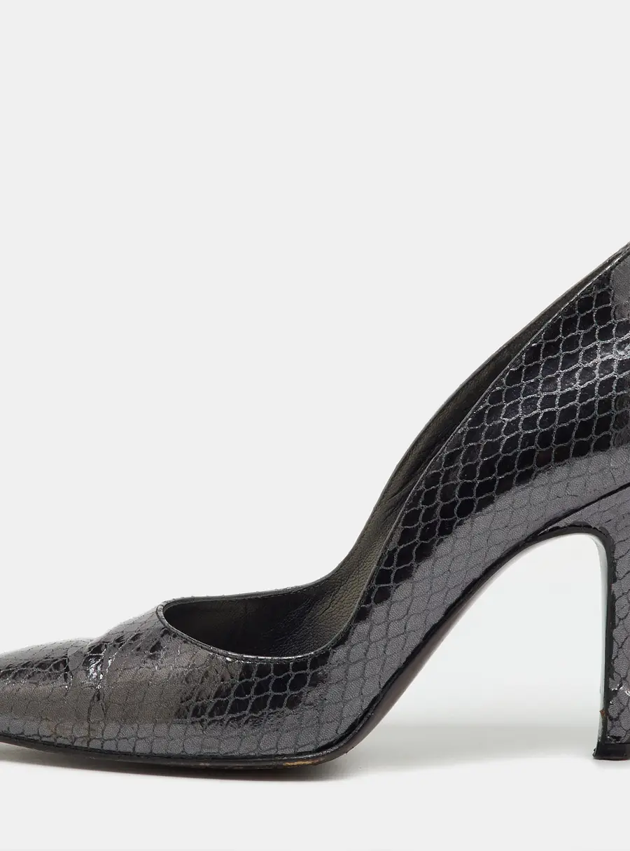 Stuart Weitzman Black Python Embossed Leather Pumps Size 38