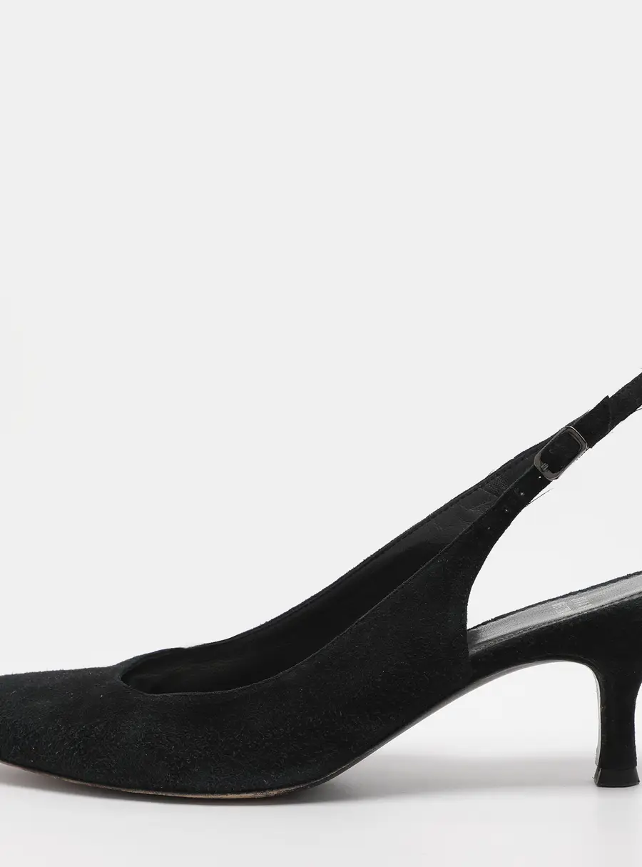 Stuart Weitzman Size 40 Black Suede Slingback Pumps