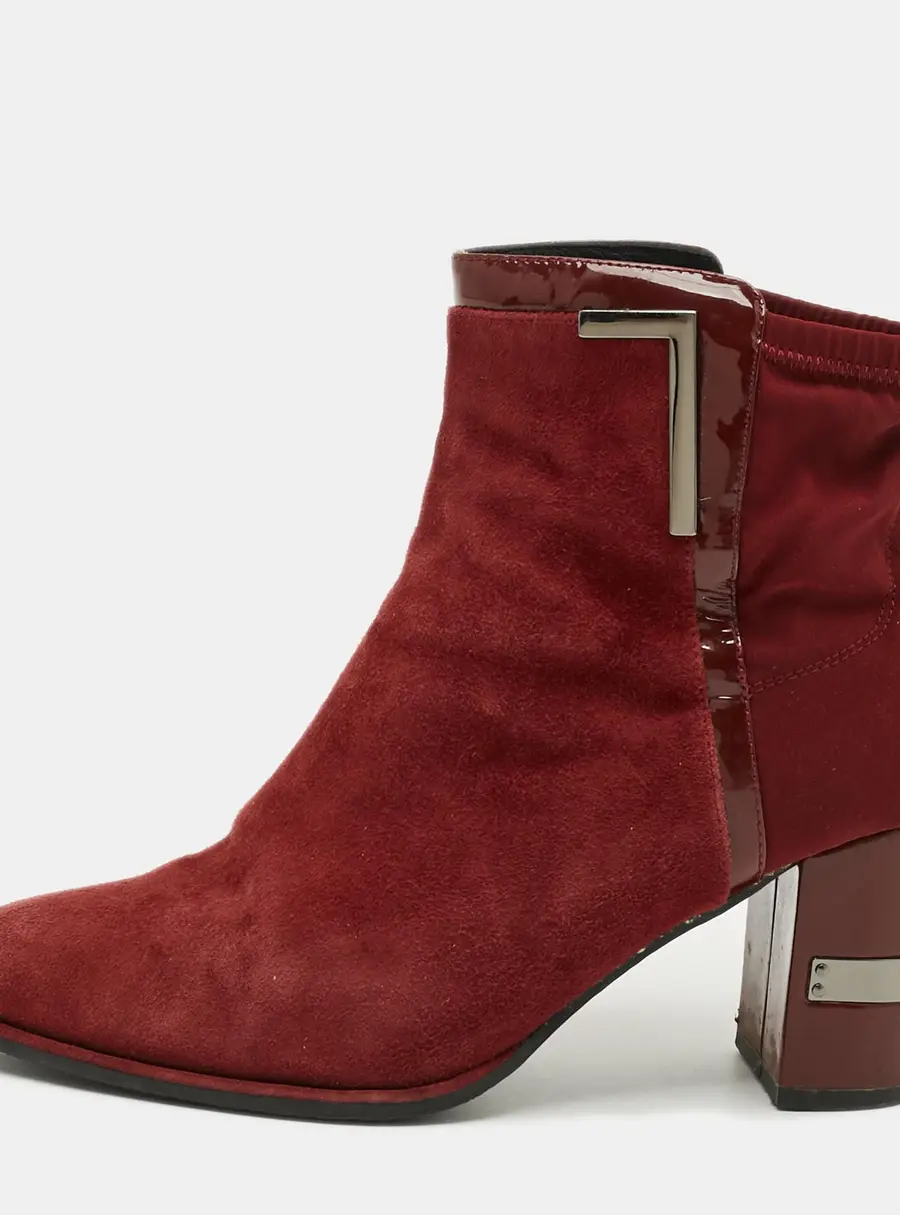 Stuart Weitzman Size 37 Red Fabric and Suede Ankle Length Boots