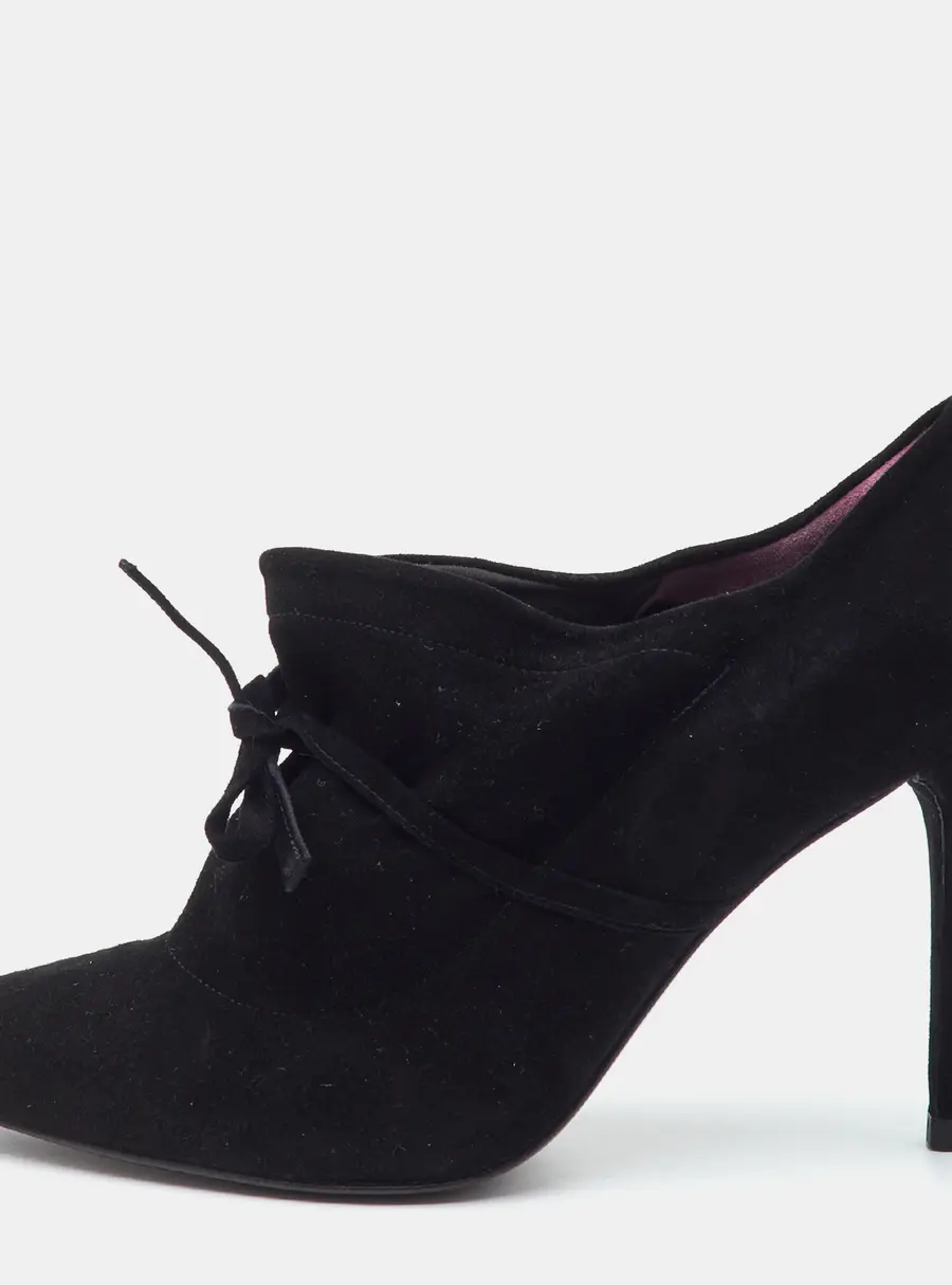 Stuart Weitzman Bow Size 37 Black Suede Slip On Booties