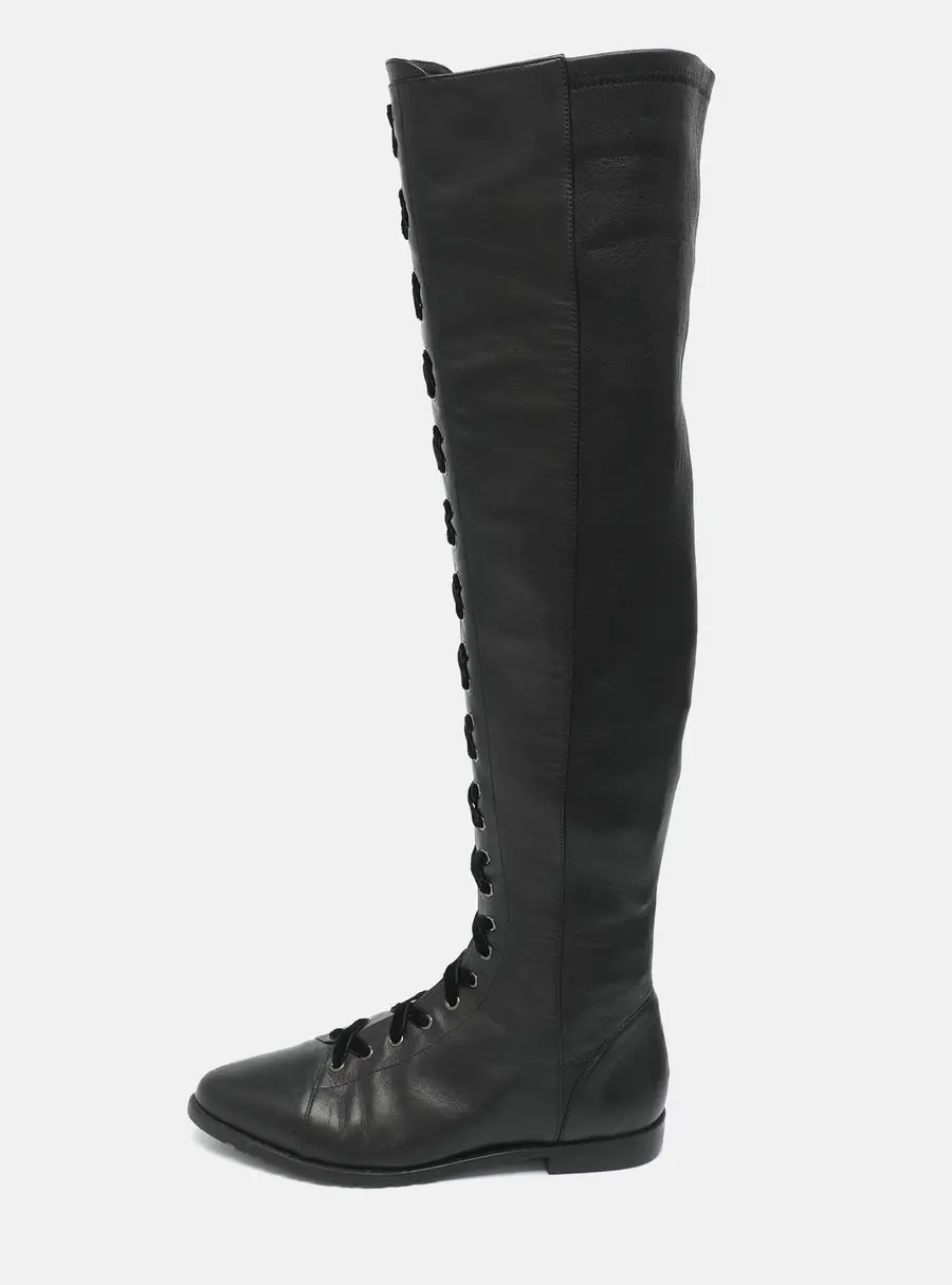Stuart Weitzman Size 35 Black Leather Knee Length Boots