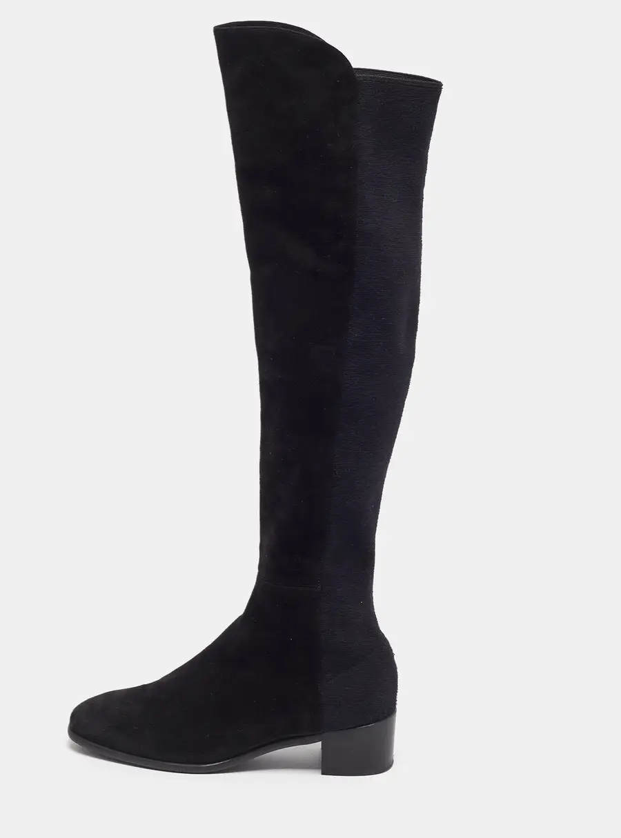 Stuart Weitzman Lowland Size 38 Black Fabric and Suede Knee Length Boots