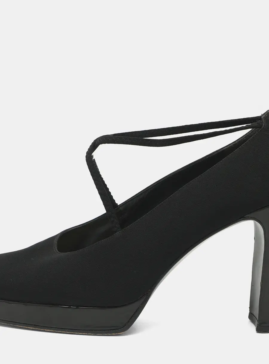 Stuart Weitzman Size 39 Black Nylon Platform Pumps