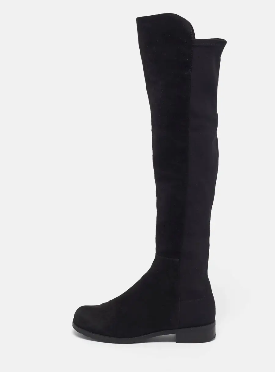 Stuart Weitzman 5050 Size 35.5 Black Fabric and Suede Knee Length Boots