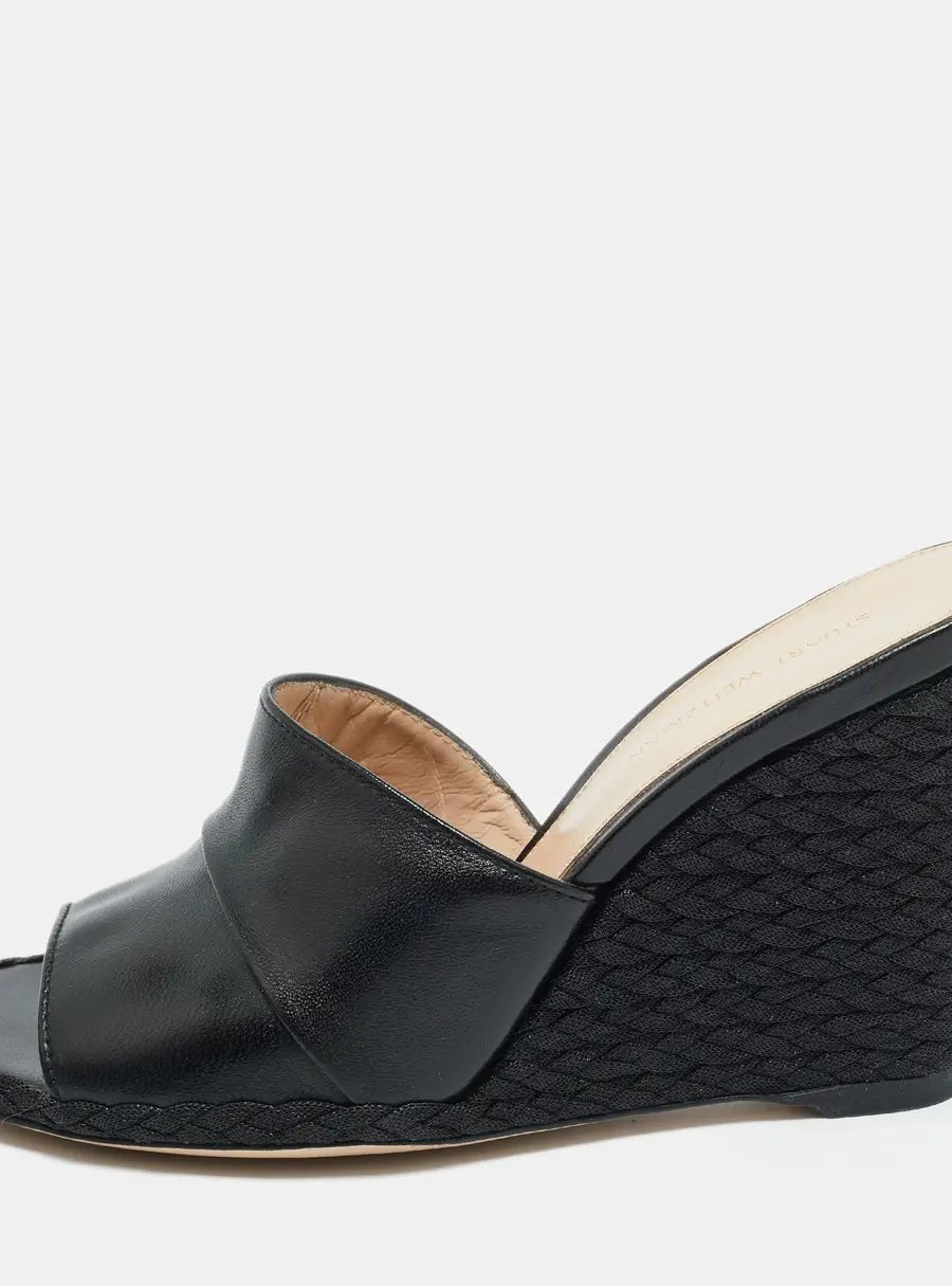 Stuart Weitzman Slidewalk Size 36 Black Leather Mules