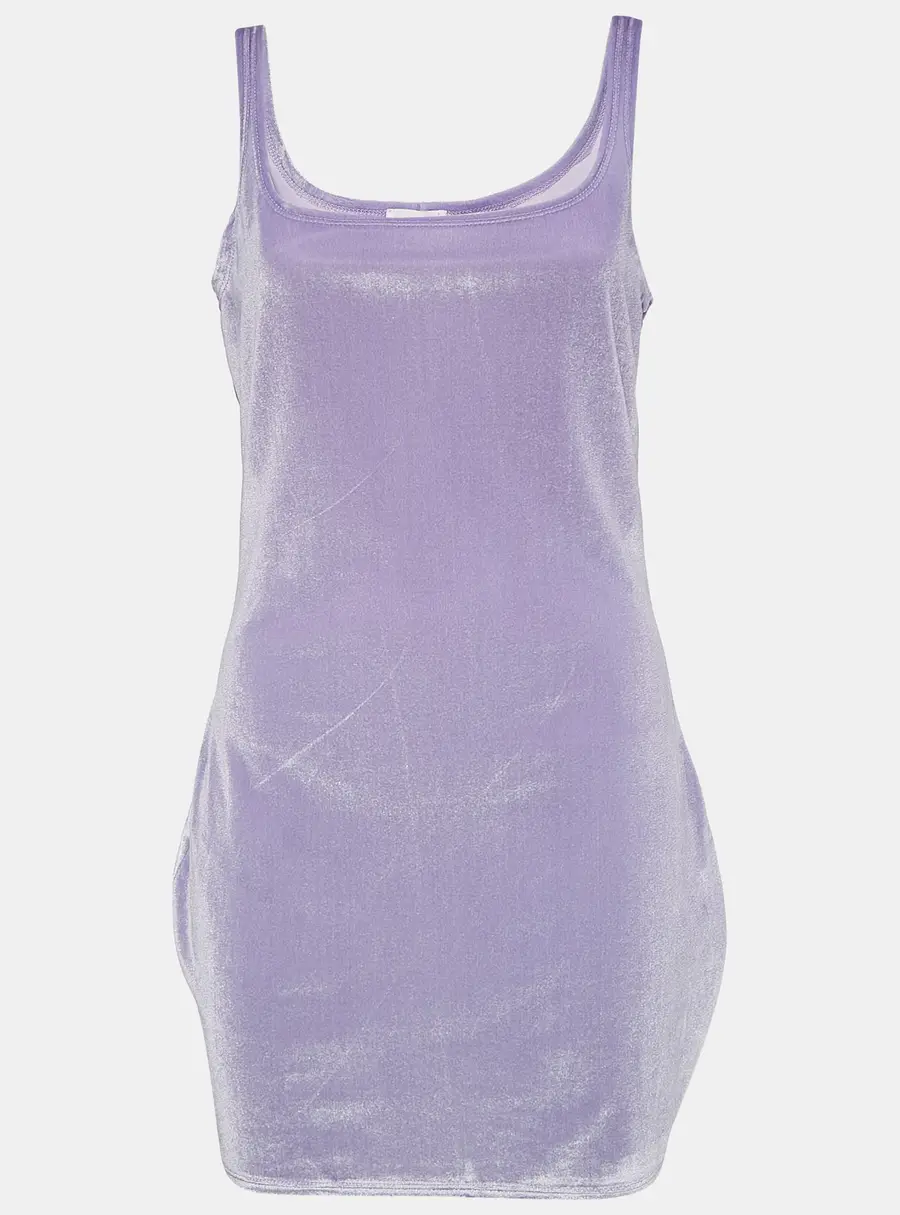 Superdown Lavender Stretch Velvet Jenny Mini Dress L