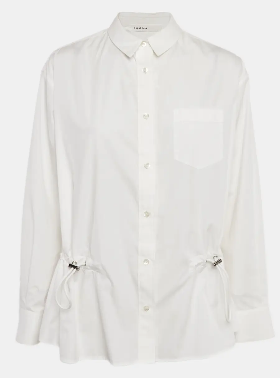 Sacai White Cotton Blend Button Front and Back Blouse XL