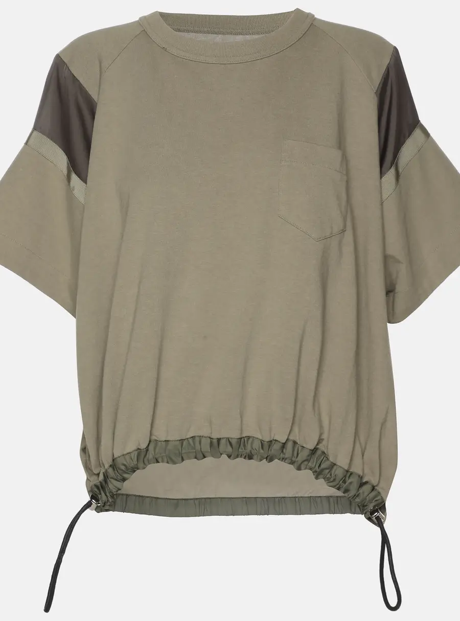 Sacai Green Jersey Drawstring Top S