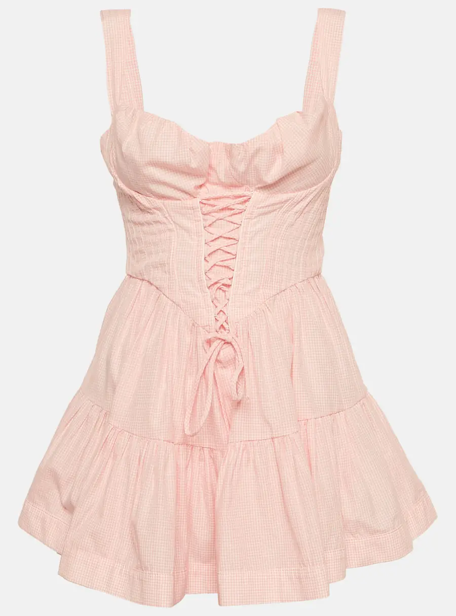 Sagaza Pink/White Check Cotton Matilda Mini Dress M