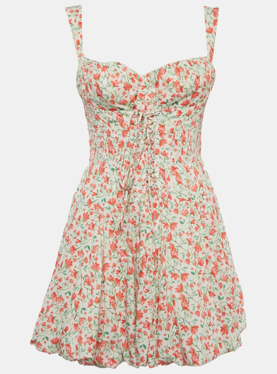 Sagaza Cream Floral Print Delizia Mini Dress M