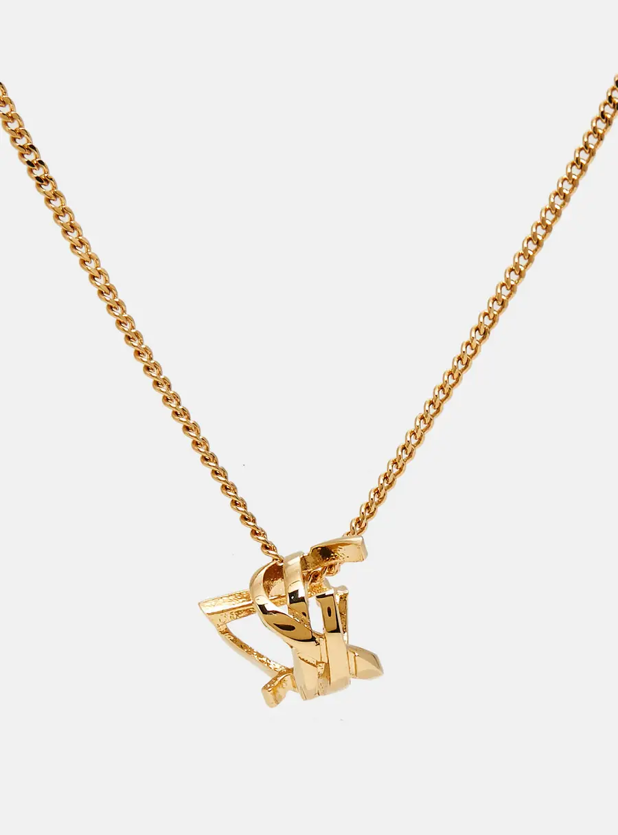 Saint Laurent Paris Cassandre Twist Gold Tone Pendant Necklace